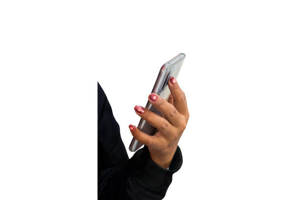 Cut out female hand arm holding mobile