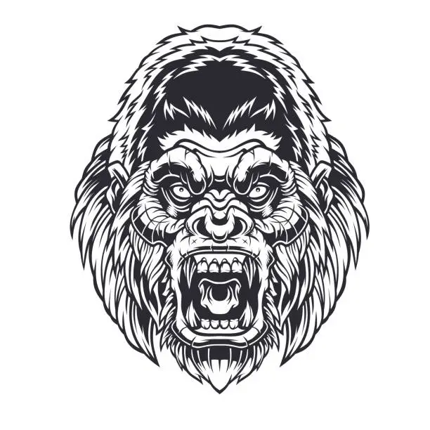 Vector illustration of Angry Gorilla Head.
