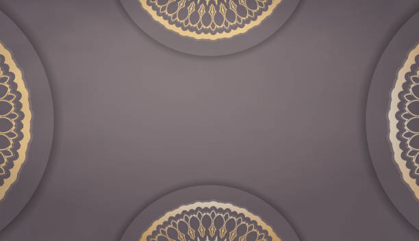 istock Brown banner template with Greek gold ornaments and space for your logo or text 1350770233