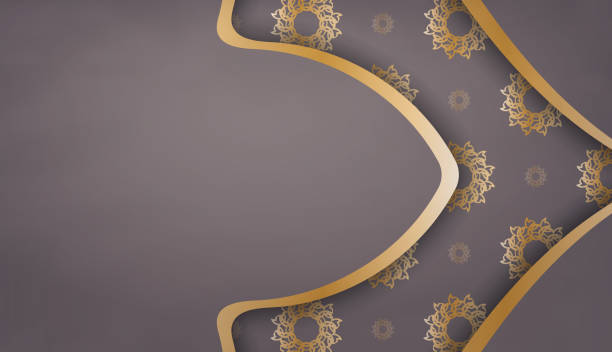 istock Brown banner with luxurious gold ornaments for design under your logo or text 1350770412