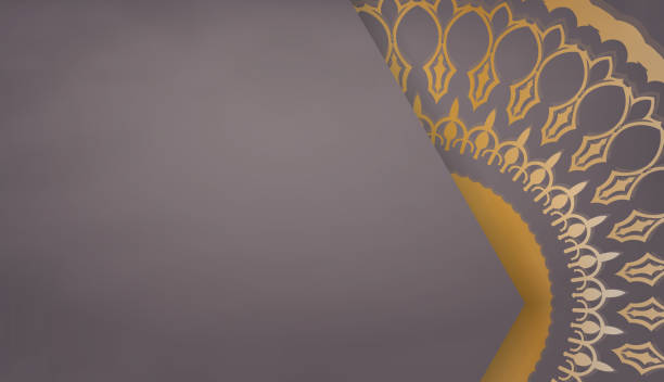 istock Brown banner template with mandala gold ornament and place for your logo or text 1350771282