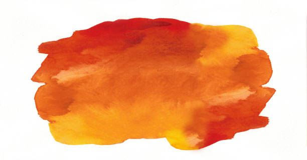 Multi-colored spot. Stroke. Watercolor blot on a white background. Red orange yellow. Gradient. Multi-colored spot. Stroke. Watercolor blot on a white background. Red orange yellow. Gradient. Hand-drawn. Artistic background with copy space for design. burnt orange paint stock pictures, royalty-free photos & images