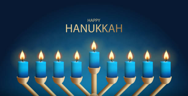 illustrazioni stock, clip art, cartoni animati e icone di tendenza di festa ebraica hanukkah - menorah