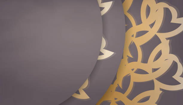 istock Brown banner with abstract gold pattern and place for your logo or text 1350775863