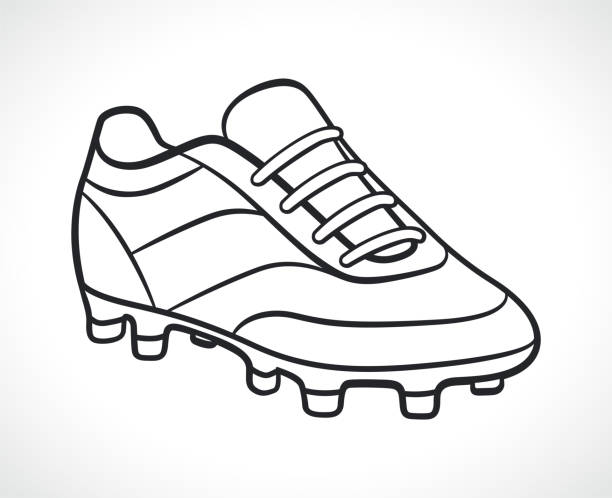 ilustraciones, imágenes clip art, dibujos animados e iconos de stock de zapatilla de fútbol blanco y negro - botas de fútbol