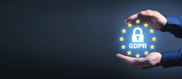 istock Businessman protect GDPR concept. Protection 1350780391