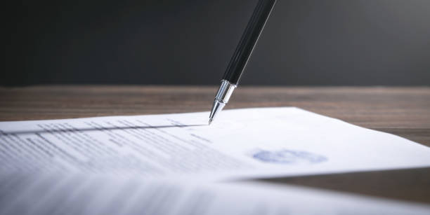 istock Pen signing in contract. Business 1350780441