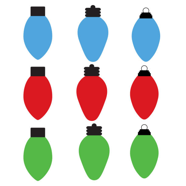 christmas light bulb icon on white background. birthday party decoration sign. flat style. - 聖誕燈 幅插畫檔、美工圖案、卡通及圖標