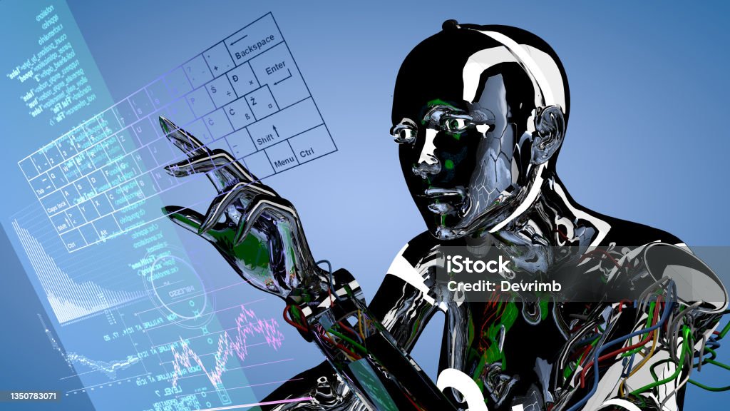 Cyborg Interactive Interactive Black Cyborg Stock Photo - Download Image Now - Robot ...
