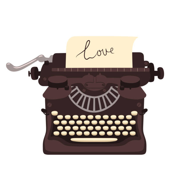 ilustrações, clipart, desenhos animados e ícones de a antiga máquina de escrever vintage estilosa isolada em fundo branco. desenho vetorial. - typewriter writing newspaper author