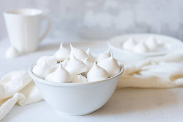 istock Handmade meringue in a white bowl 1350785341