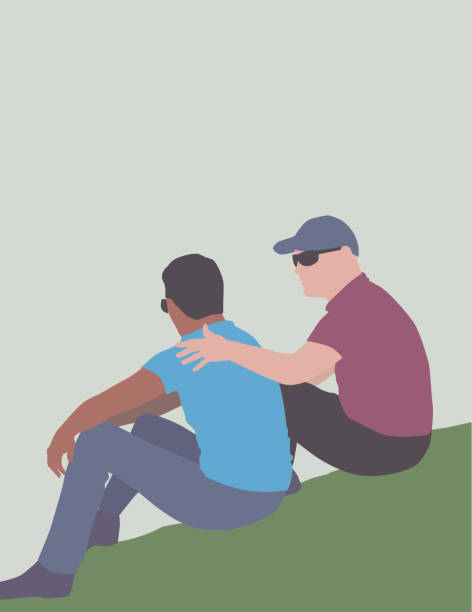 dwóch mężczyzn rozmawiających - homosexual couple illustrations stock illustrations