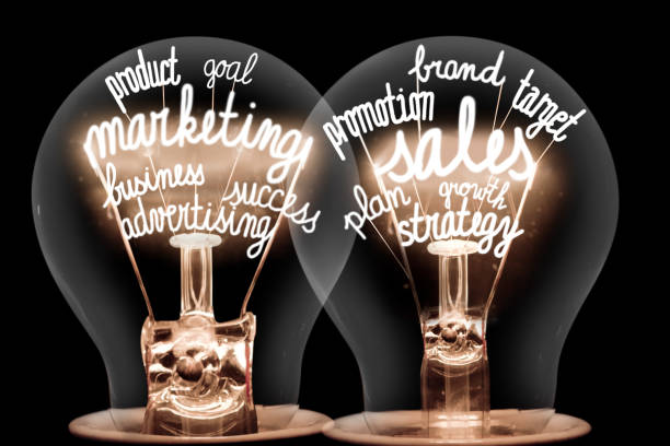 istock Light Bulbs with Marketing Sales Concept 1350787976