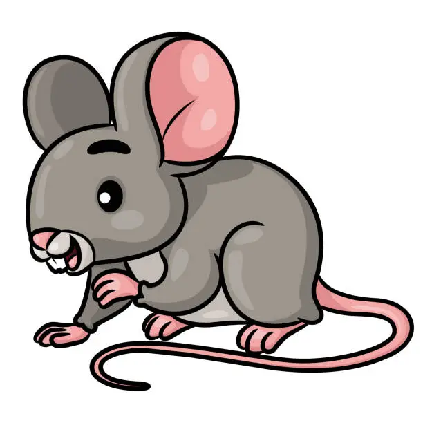 Vector illustration of cute mouse cartoon