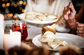 Eating dumplings at the Christmas Eve