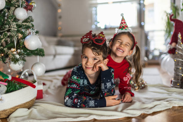 istock Happy children on Christmas Eve 1350792569