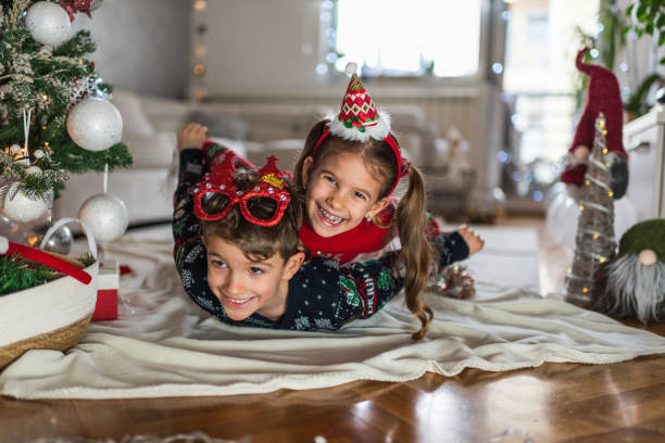 istock Happy children on Christmas Eve 1350793497