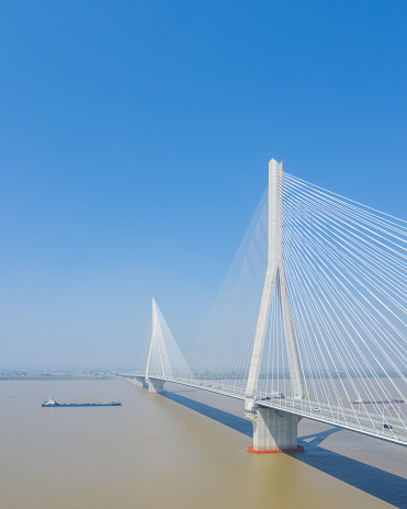 cable-stayed bridge landscape over the Yangtze river, Wangjiang county of Anqing city, Anhui province, China