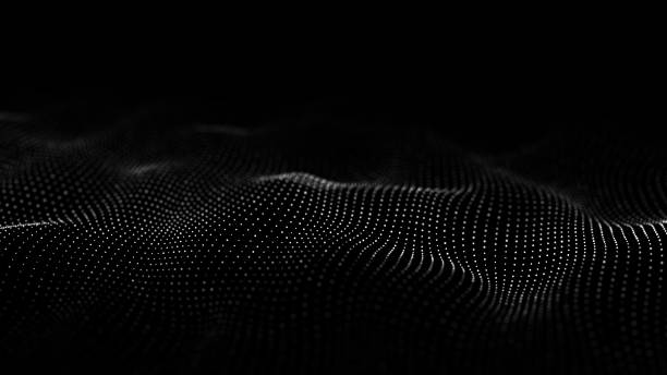 istock Futuristic digital wave. Dark cyberspace. Abstract wave with dots and line. White moving particles on background. 3d rendering. 1350794624