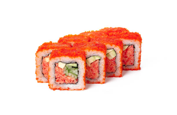 istock Japaneese food sushi roll isolated on white background 1350797912