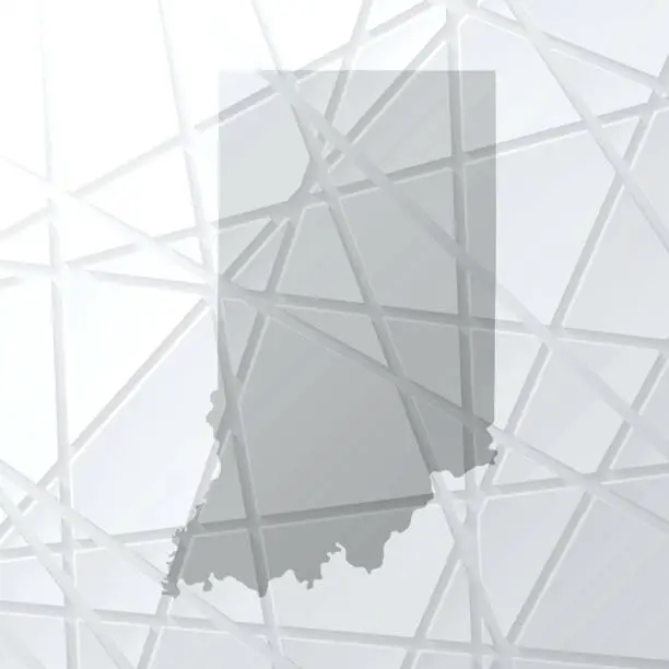 Vector illustration of Indiana map with mesh network on white background
