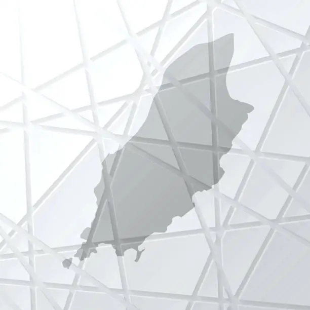 Vector illustration of Isle of Man map with mesh network on white background