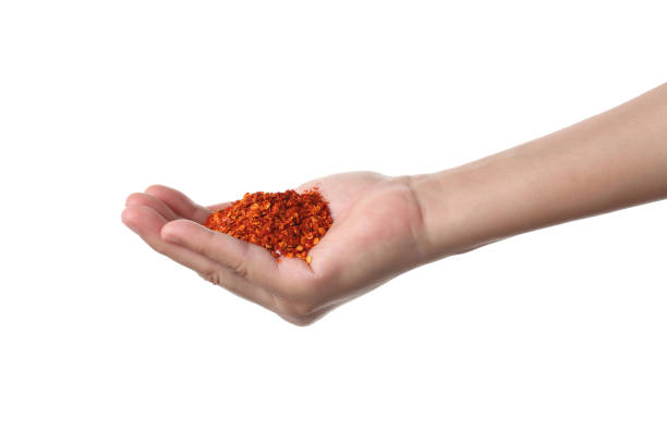 istock Hand holding cayenne pepper isolated on white background 1350800540