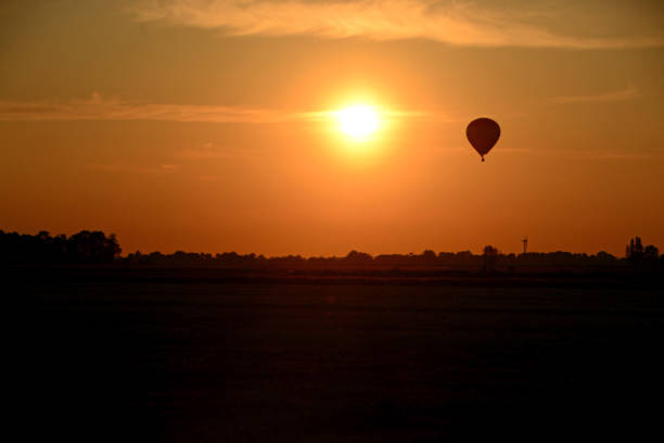 istock Flying hot air balloon. 1350808363