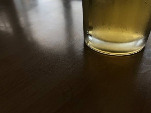 A glass of cold Japanese green tea and ready to be enjoyed