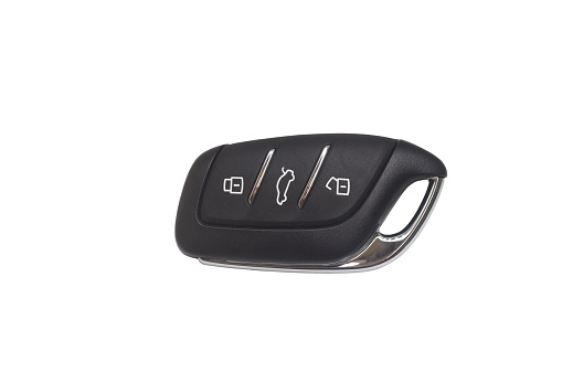 car digital key remote control  with unlock able and lockable buttons is isolated on white background.