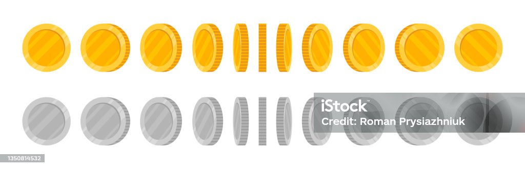 Coin Rotation Scale Rotating Coins Set For Animation Gold And Silver Coins Collection At ...