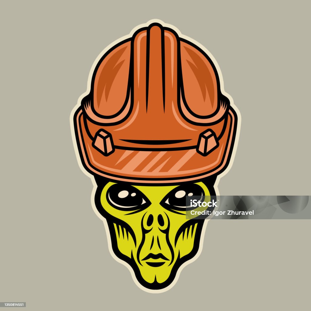 Vetores de Alien Em Trabalhador Hard Hat Vector Ilustração Em