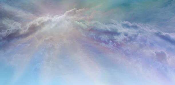 istock Beautiful romantic Purple Pink Cloudscape Message Banner 1350815962