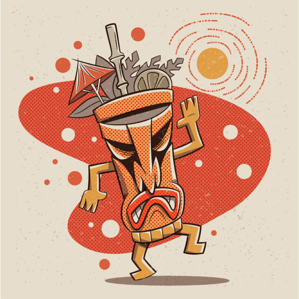 illustrazioni stock, clip art, cartoni animati e icone di tendenza di tiki maschera danza - tiki