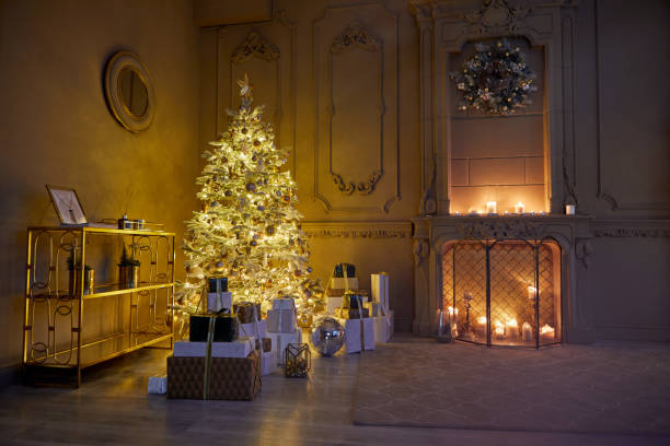 istock Room decorated to christmas celebration rental studio 1350816666