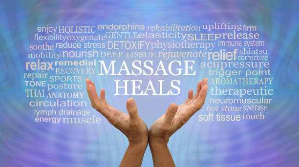 le massage guérit le nuage de mots bleus - lastone therapy spa treatment massaging massage therapist photos et images de collection