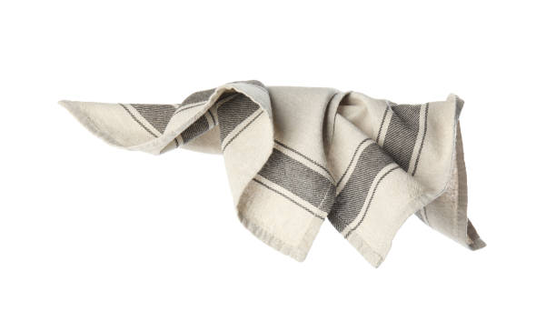 istock Crumpled grey fabric napkin isolated on white 1350823837