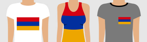 アルメニア国旗のtシャツを着て若者やマネキン - mannequin dressmakers model male torso点のイラスト素材／クリップアート素材／マンガ素材／アイコン素材