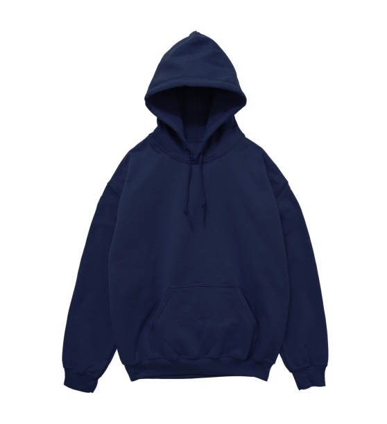 istock Blank hoodie sweatshirt color navy front view on white background 1350830271