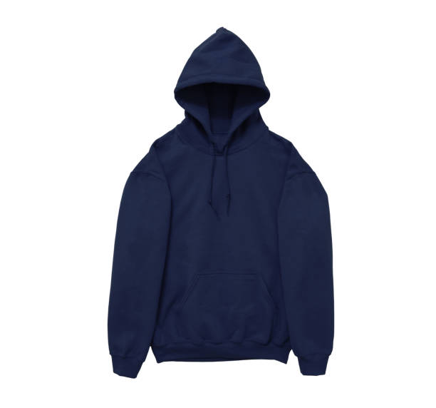 istock Blank hoodie sweatshirt color navy front arm view on white background 1350830297