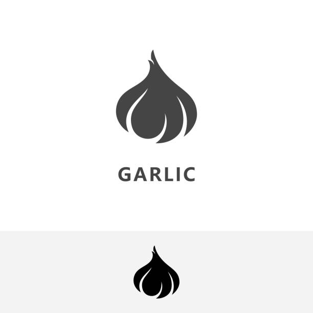 ikona logo czosnku ilustracja wektorowa - garlic stock illustrations