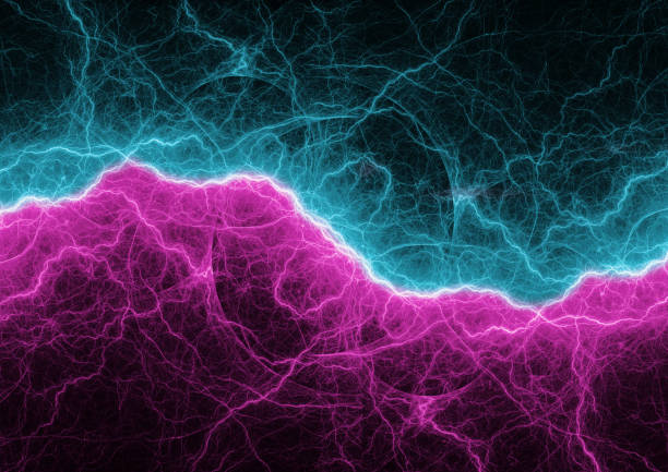Neon fractal lightning background, electrical abstract