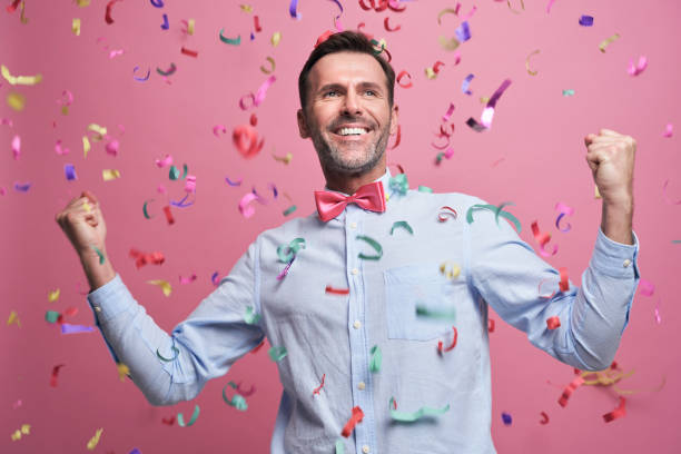 istock Studio shot of successful middle aged man celebrating achievement 1350839960