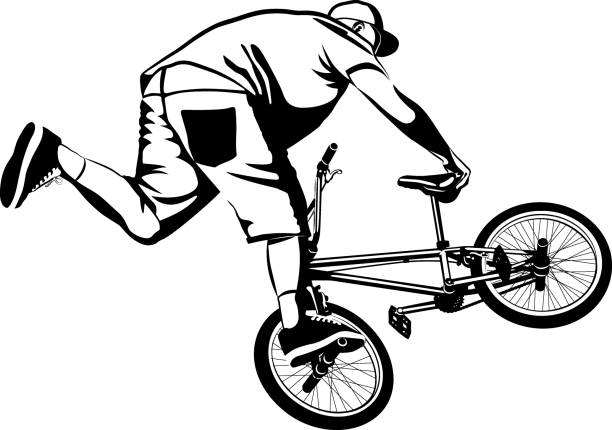bmx biker - bmx stock-grafiken, -clipart, -cartoons und -symbole