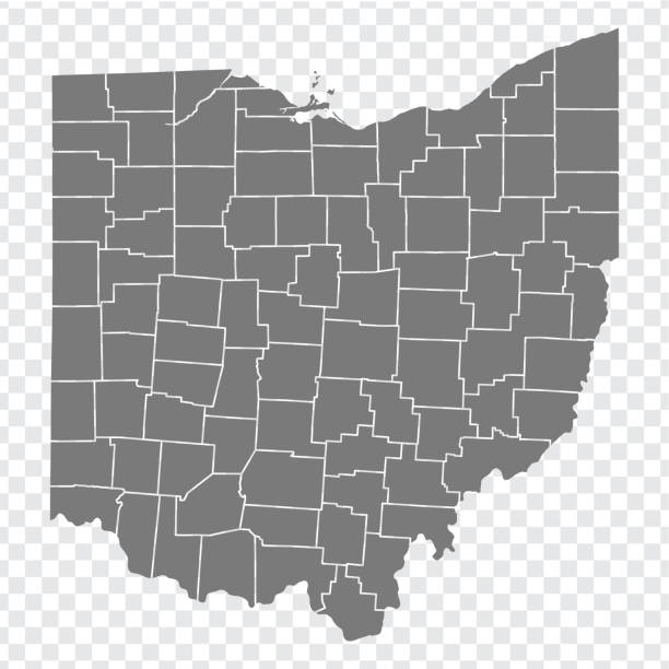 ilustrações de stock, clip art, desenhos animados e ícones de state ohio map on transparent background. ohio map with  regions in gray for your web site design, logo, app, ui. usa. eps10. - ohio map county cartography