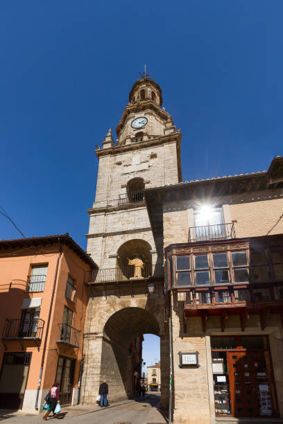 Tower of the Clock ( Torre del Reloj ) of Toro in Zamora. Spain - Torre del Reloj  de Toro en Zamora. España Clock Tower ( Torre del Reloj )  on the main street of Toro in Zamora. Spain - Clock Tower on the main street of Toro in Zamora. Spain toro zamora stock pictures, royalty-free photos & images