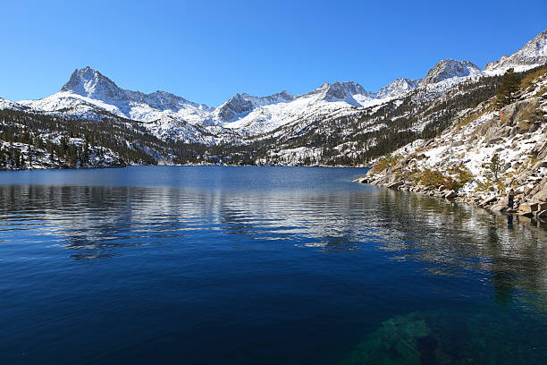 Alpine lake in Sierra Nevada mountains stock photo