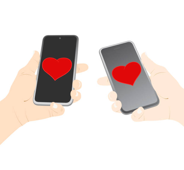 istock Online dating, flirting, send heart, receive heart, love, romantic, vector stock illustration 1350845328