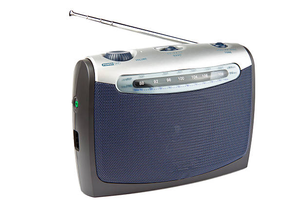 Portable radio Portable radio set isolated on white background vintage portable silver radio stock pictures, royalty-free photos & images