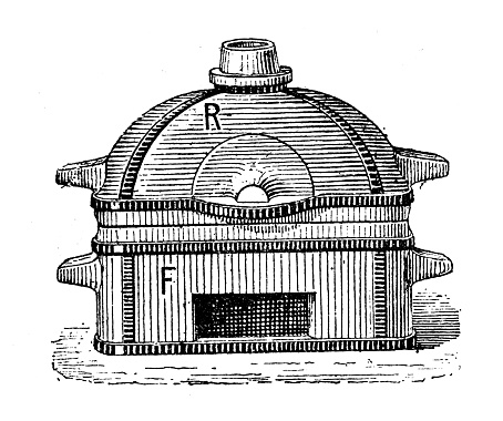 Antique illustration: Reverberatory furnace